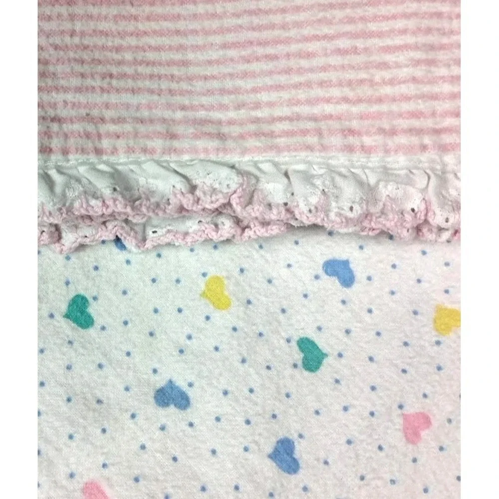 Vtg Pastel Hearts Pink White Stripe Handmade 46
